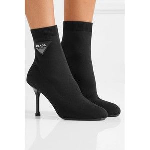 Prada Logo 90 Sock Black Booties Size 6